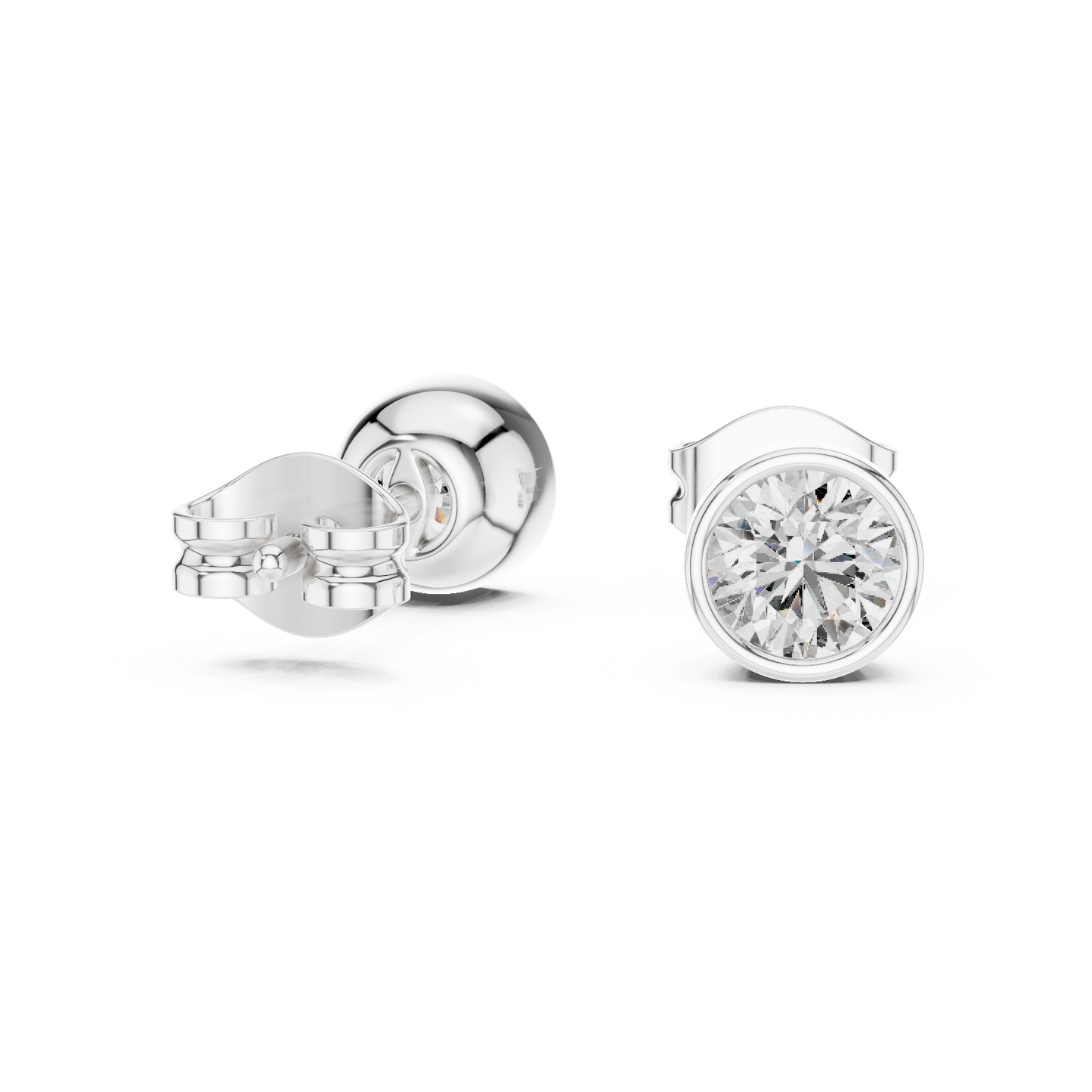 Round Cut Lab Grown Diamond Stud Earrings in Platinum