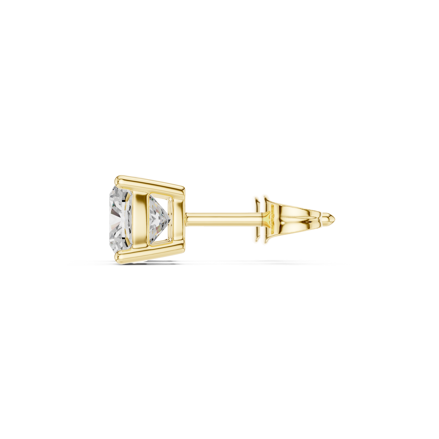 Cushion Cut Lab Grown Diamond Stud Earrings in Yellow Gold