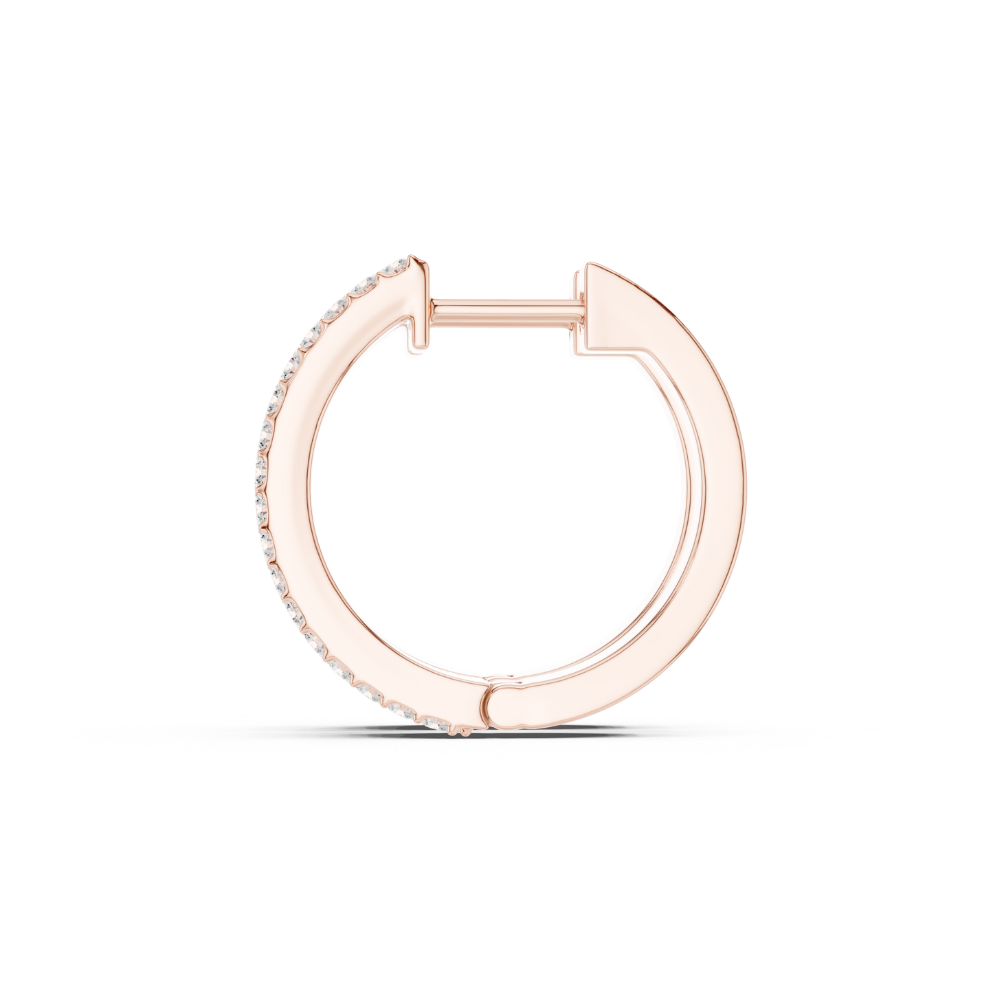 Round Cut Lab Grown Diamond Hoop Earrings in Rose Gold