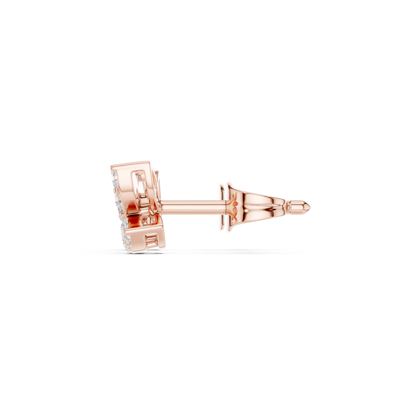 Round Cut Lab Grown Diamond Stud Earrings in Rose Gold