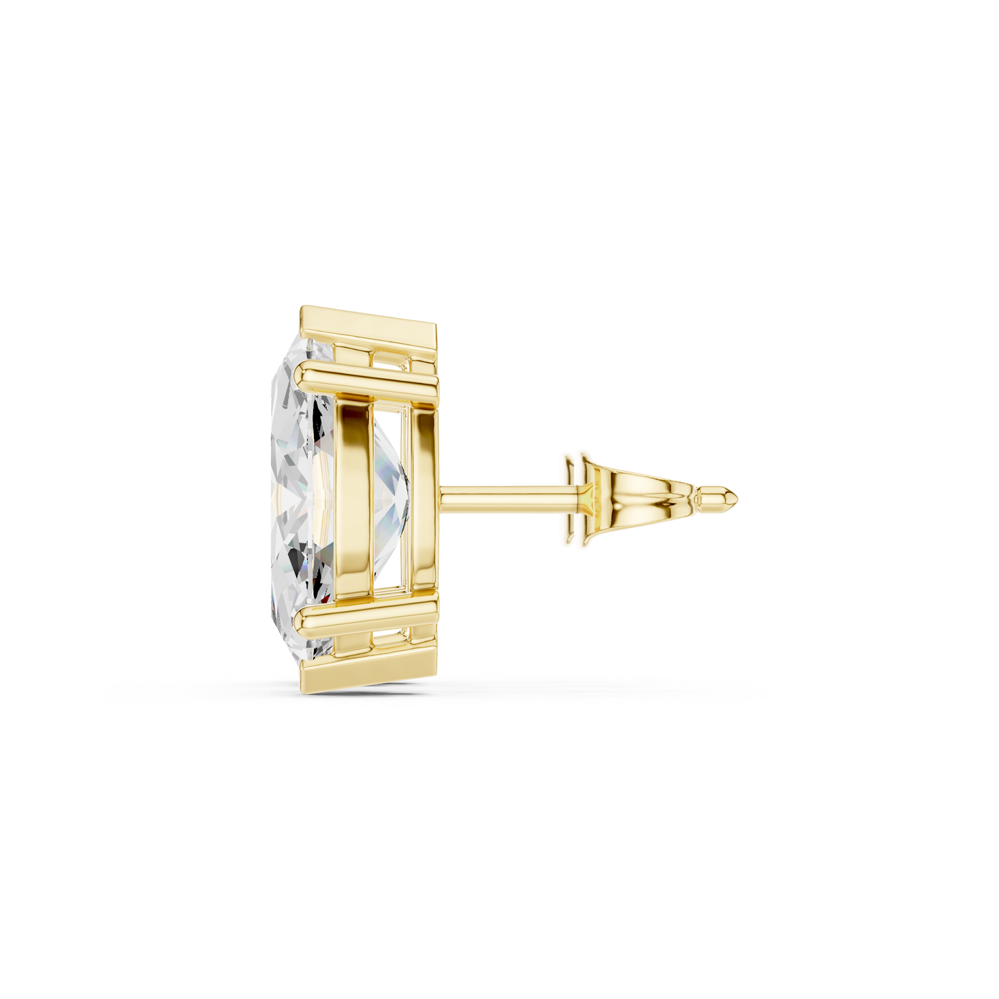 Marquise Cut Lab Grown Diamond Stud Earrings in Yellow Gold