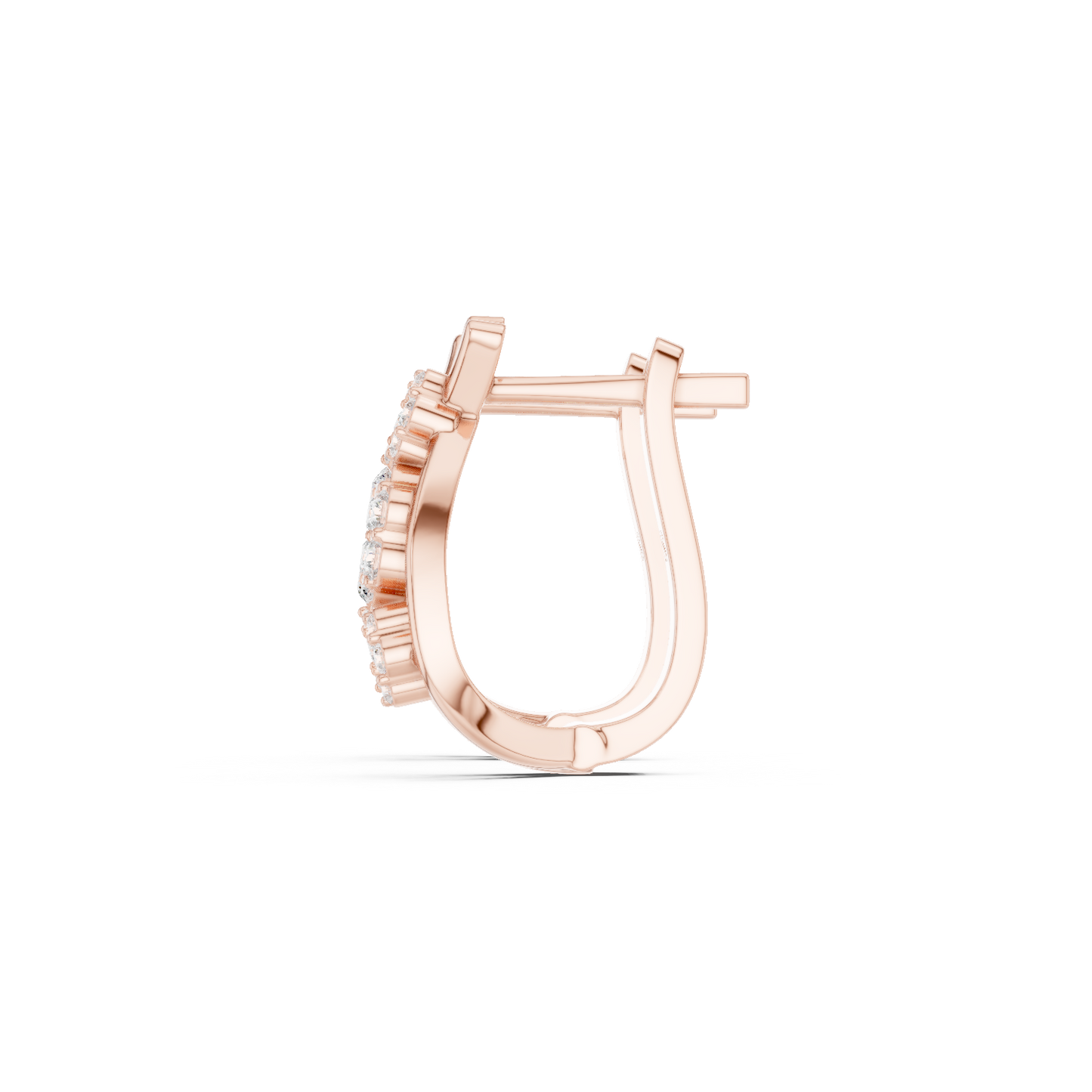 Round Cut Lab Grown Diamond Hoop Earrings in Rose Gold