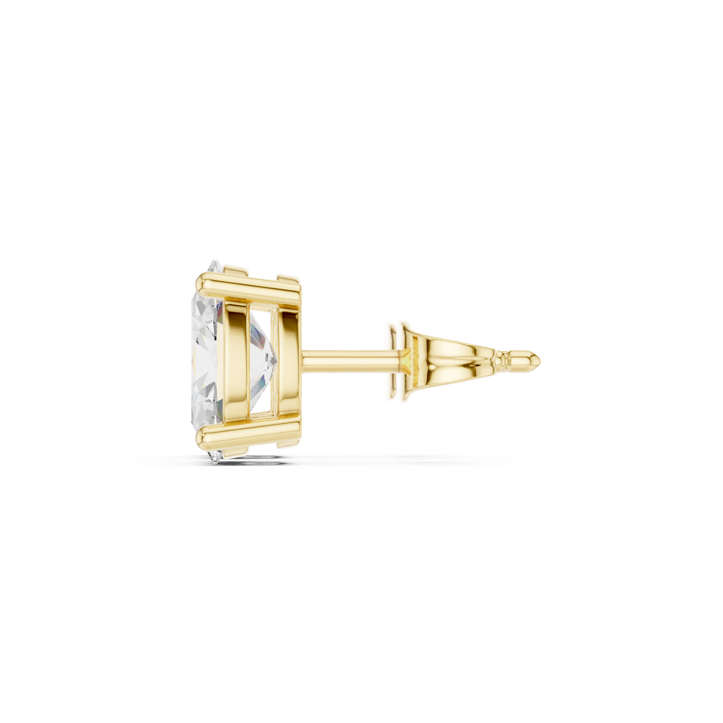 Oval Cut Lab Grown Diamond Stud Earrings in Yellow Gold