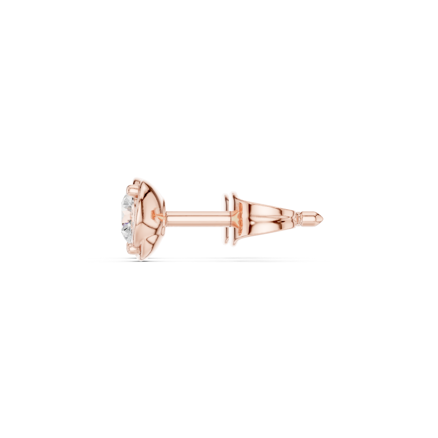 Round Cut Lab Grown Diamond Stud Earrings in Rose Gold