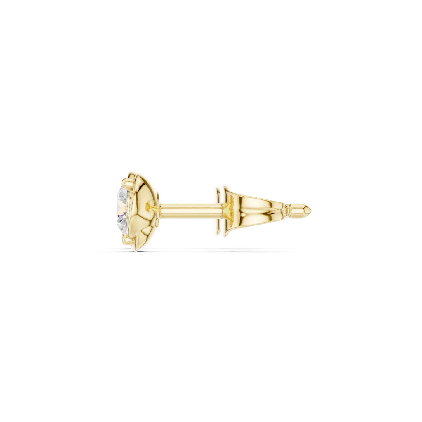 Round Cut Lab Grown Diamond Stud Earrings in Yellow Gold