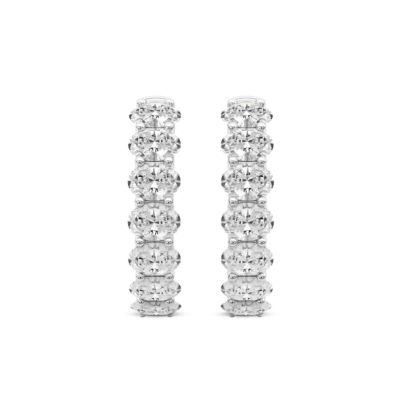 Oval Cut Lab Grown Diamond Hoop Earrings in Platinum