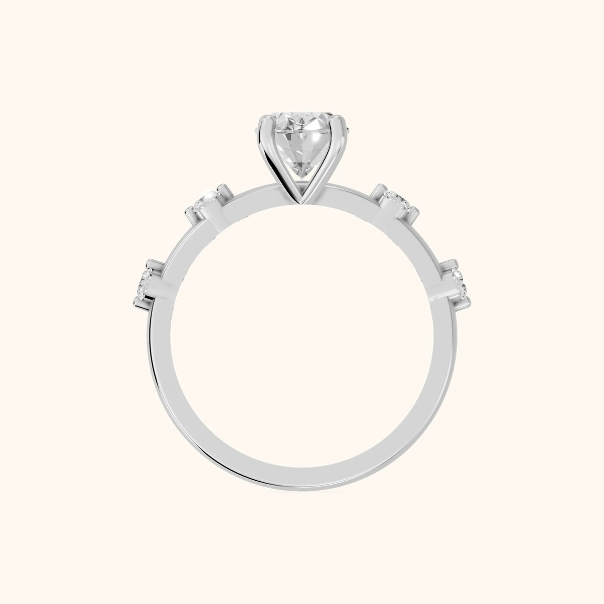Elena Radiance Oval Diamond Engagement Ring in White Gold - FingerView