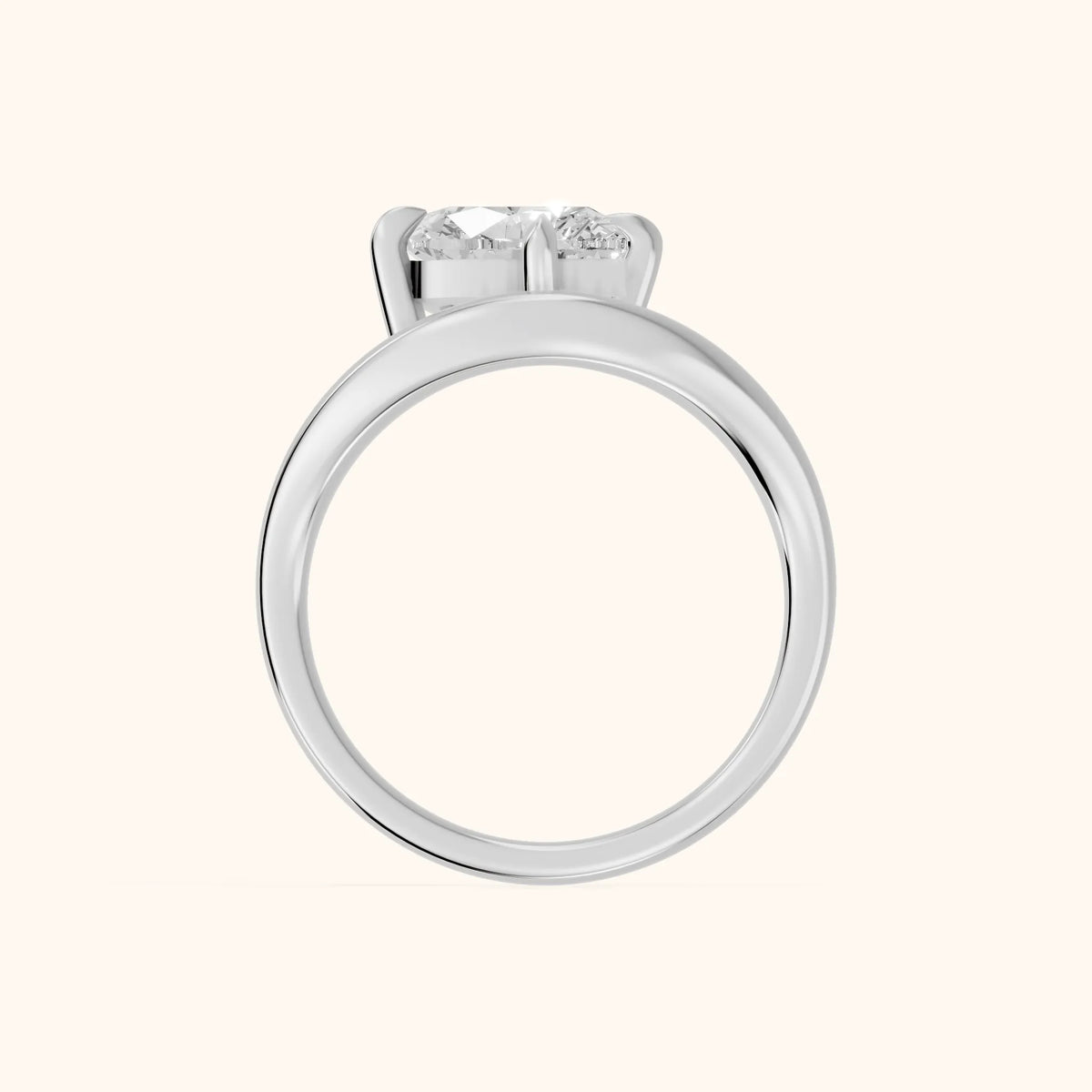 Katherine East-West Bypass Heart Diamond Engagement Ring in White Gold - FingerView.webp