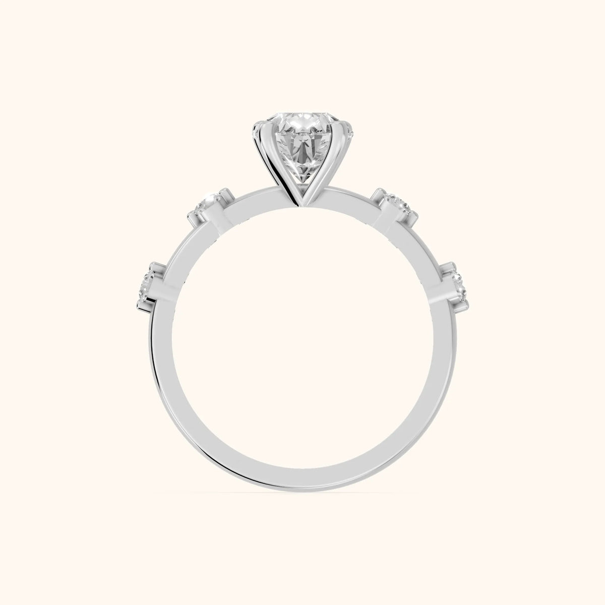 Elena Radiance Solitaire Pear Diamond Engagement Ring in Silver - FingerView