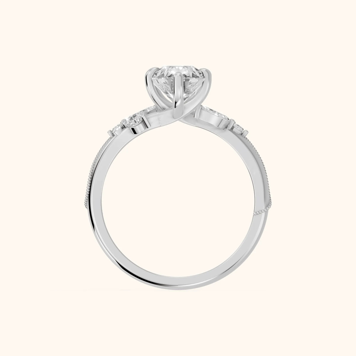 Joanna Milgrain Twist Pear Diamond Engagement Ring in Platinum - FingerView.webp