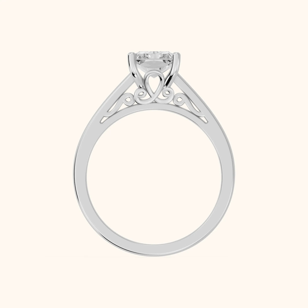 Iris Vintage Radiant Diamond Engagement Ring in White Gold - FingerView