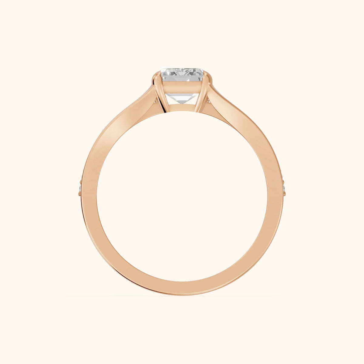 Lucinda Split Shank Emerald Diamond Engagement Ring in Rose Gold - FingerView.webp