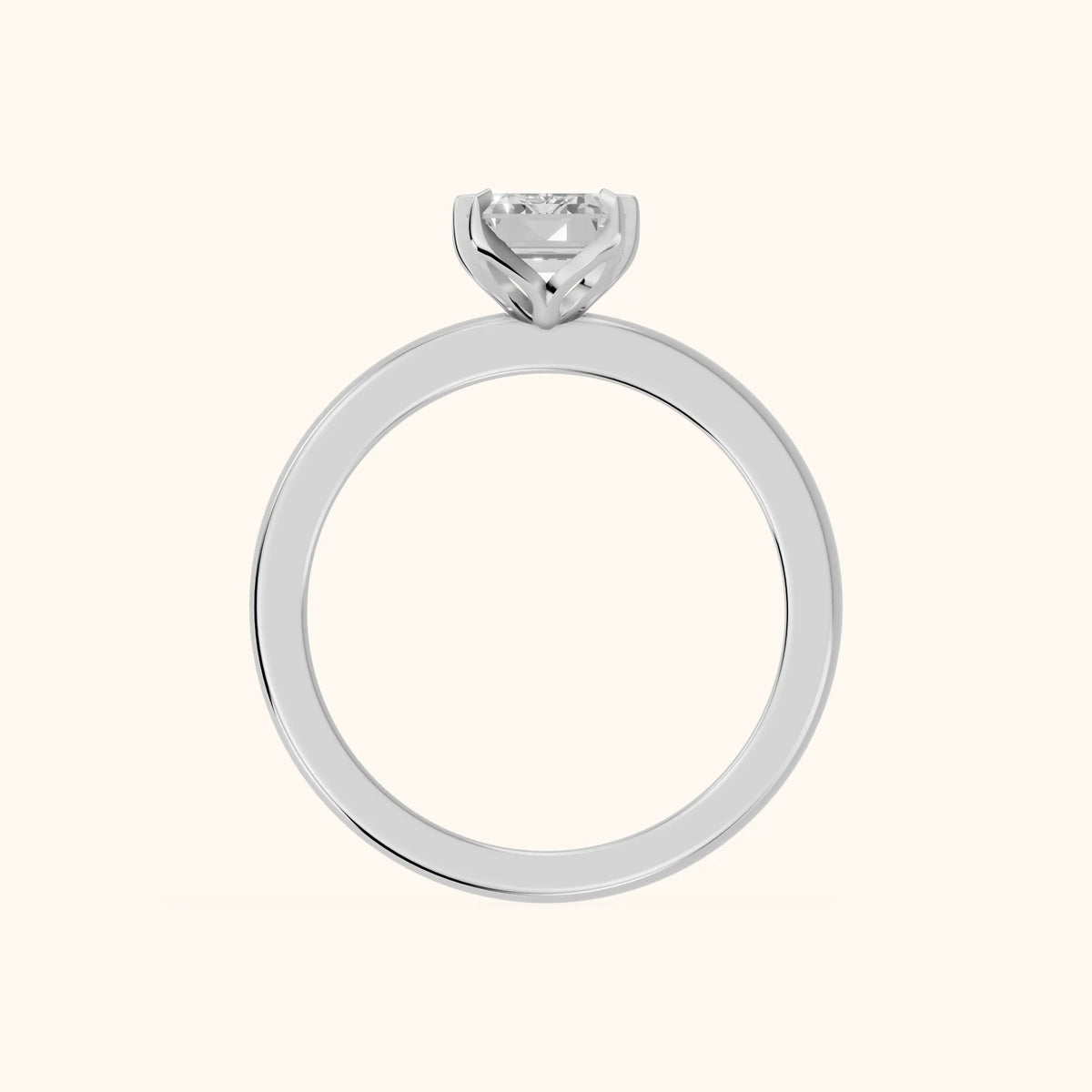 Serena Blossom Solitaire Emerald Diamond Engagement Ring in Silver - FingerView