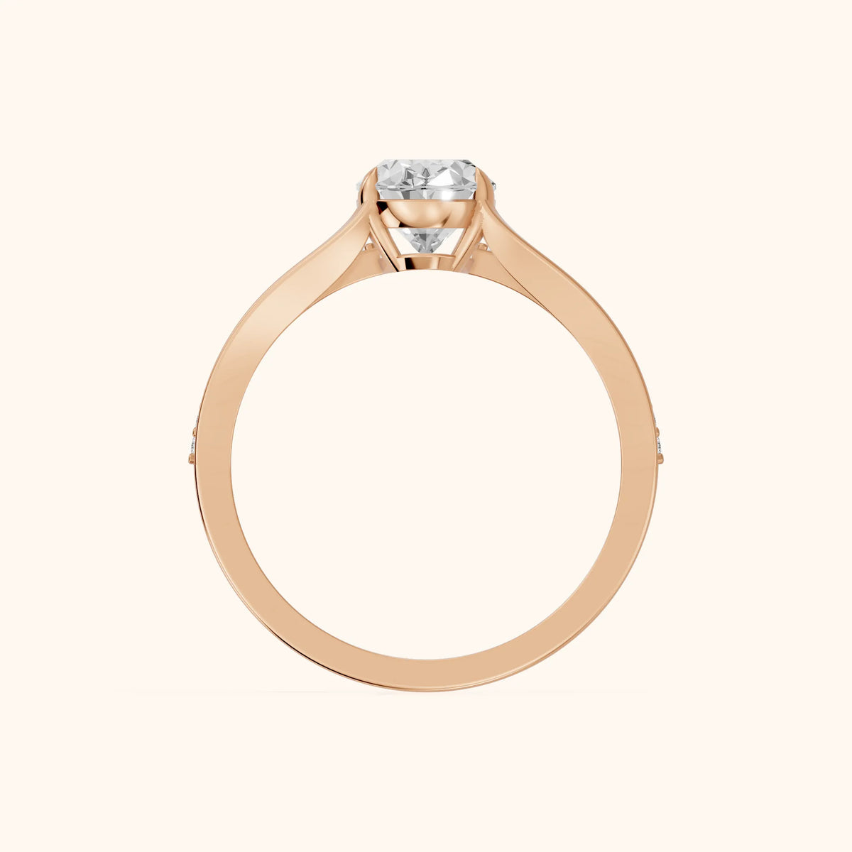 Lucinda Split Shank Oval Diamond Engagement Ring in Rose Gold - FingerView.webp