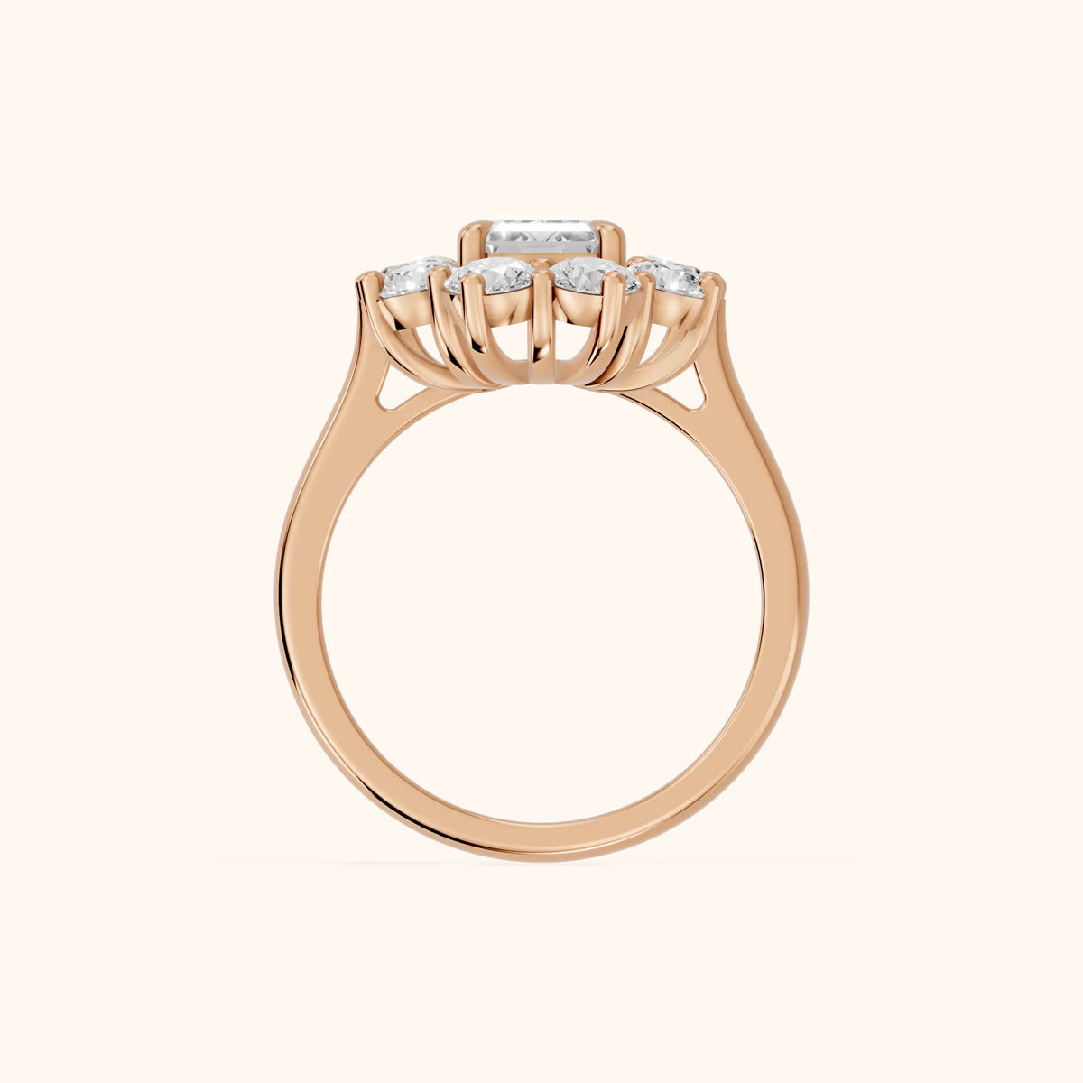 Phoebe Cluster Emerald Diamond Engagement Ring in Rose Gold - FingerView.webp
