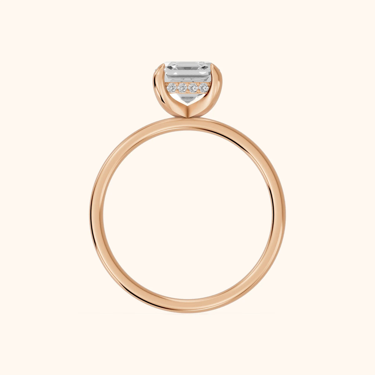 Charlotte Charm Solitaire Asscher Diamond Engagement Ring in Rose Gold - FingerView