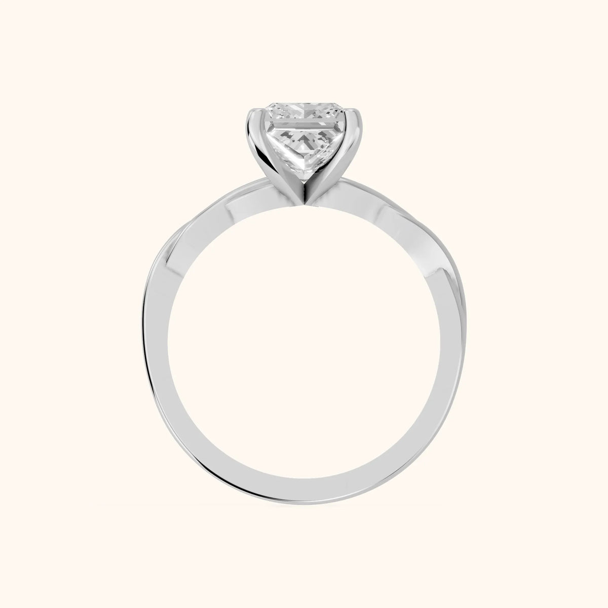 Iris Twist Princess Diamond Engagement Ring in Platinum - FingerView