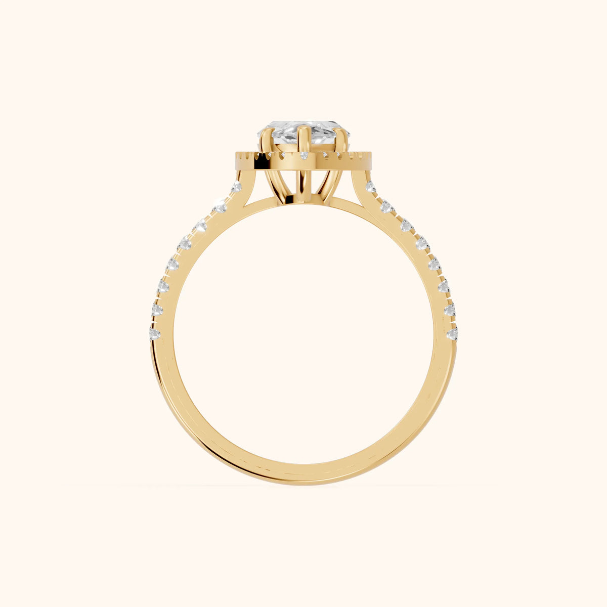 Mabel Halo French Pavé Marquise Diamond Engagement Ring in Yellow Gold - FingerView.webp