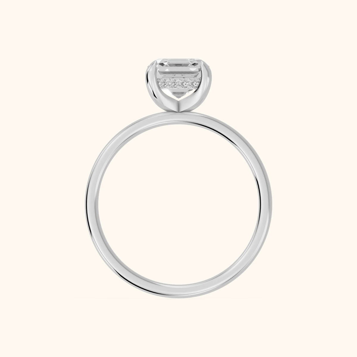 Charlotte Charm Solitaire Asscher Diamond Engagement Ring in Platinum - FingerView