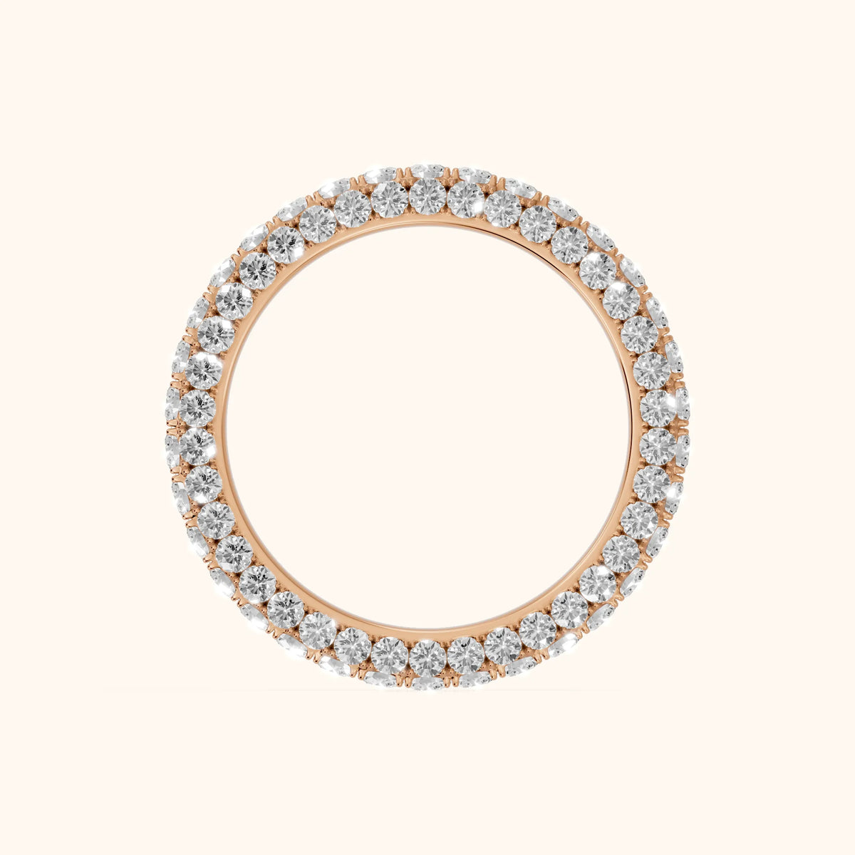 Candela Micropavé Round Diamond Eternity Band in Rose Gold - FingerView