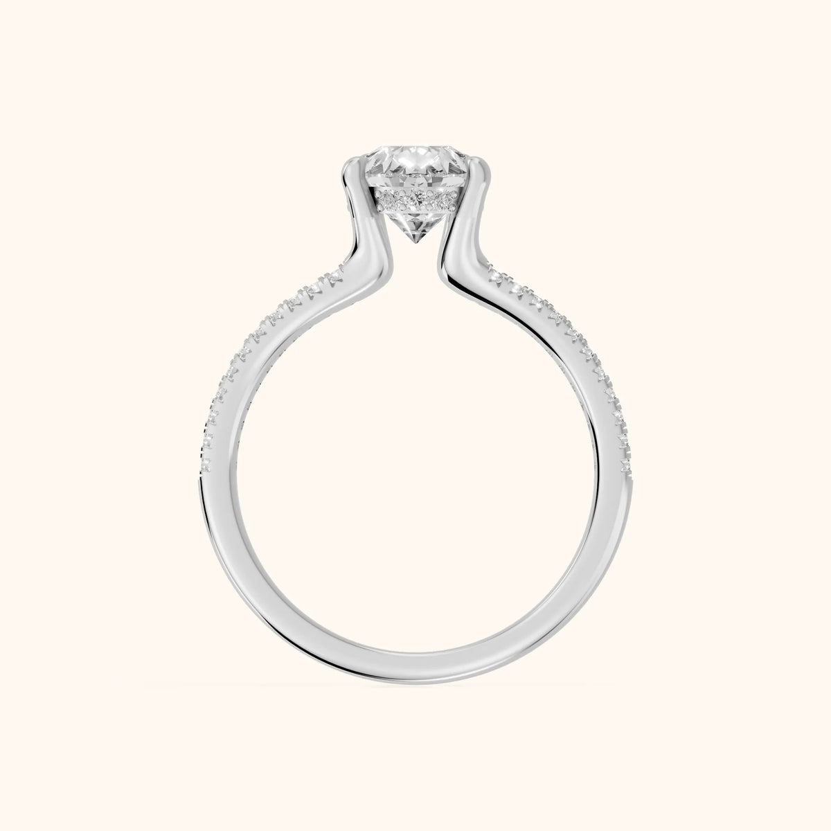 Eternal Embrace Solitaire Pear Diamond Engagement Ring in White Gold - FingerView