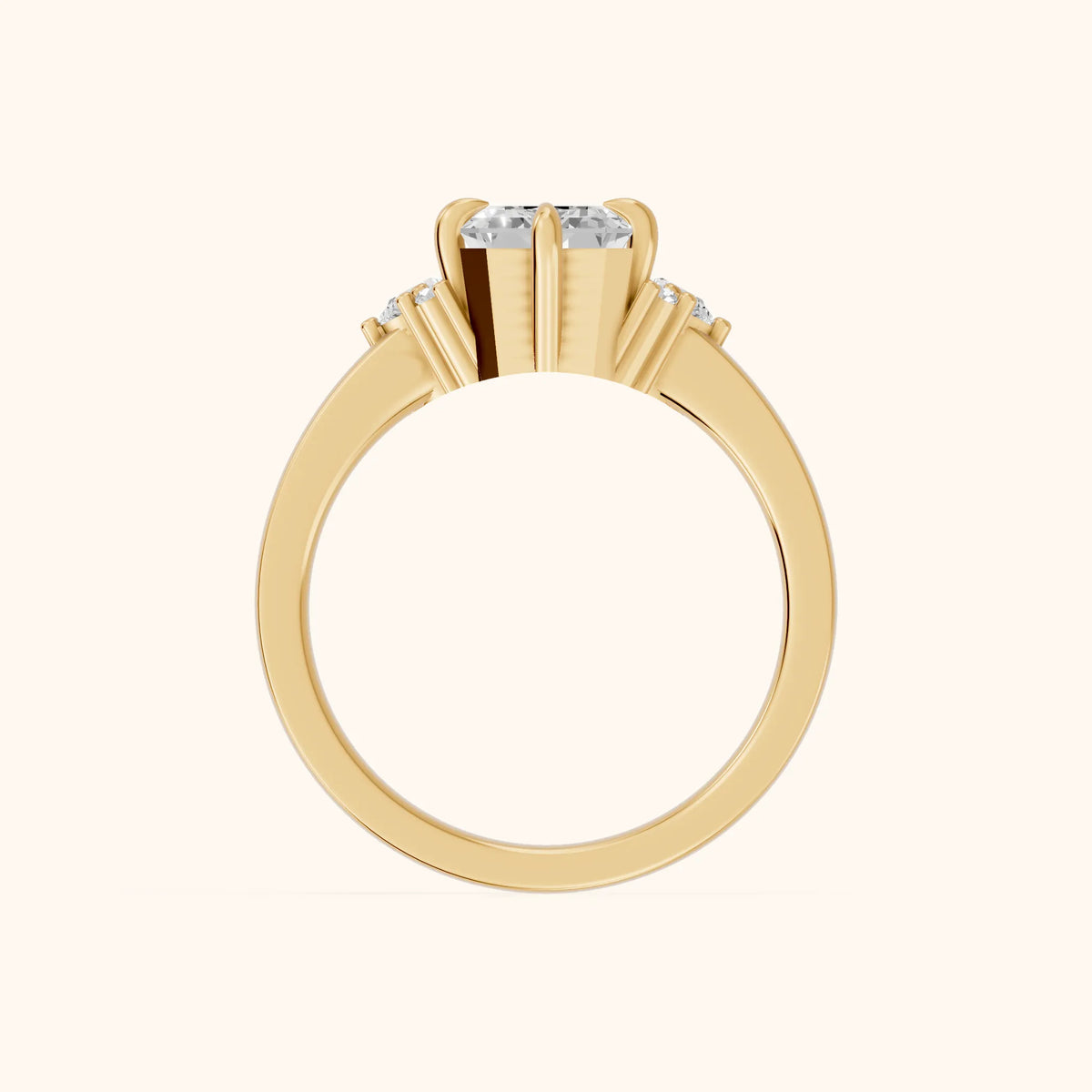 Josie Sidestone Emerald Diamond Engagement Ring in Yellow Gold - FingerView.webp
