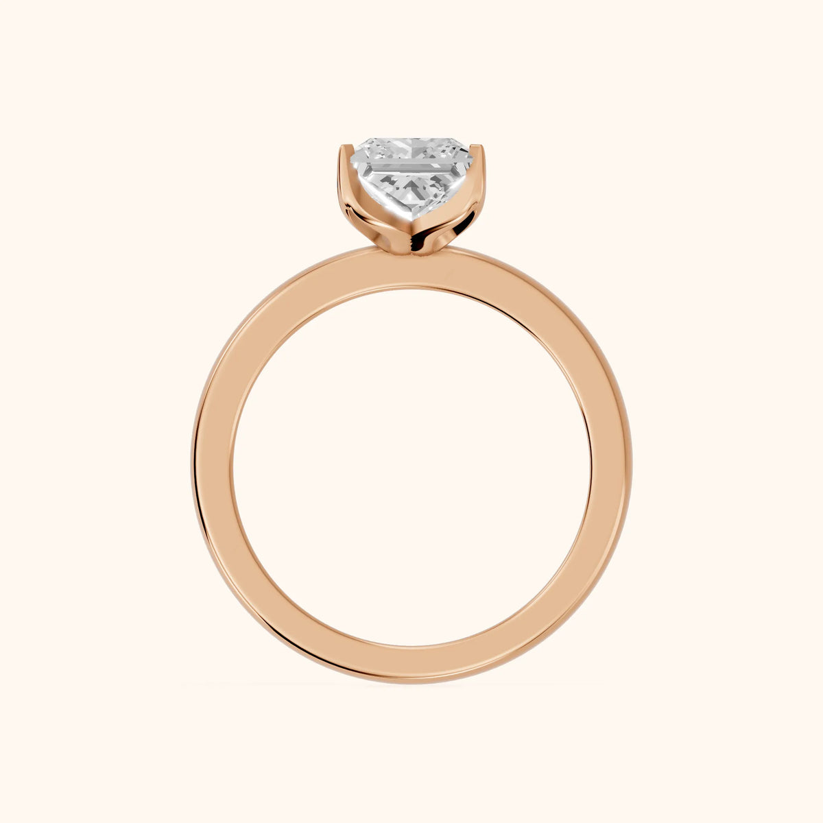 Serena Blossom Solitaire Princess Diamond Engagement Ring in Rose Gold - FingerView