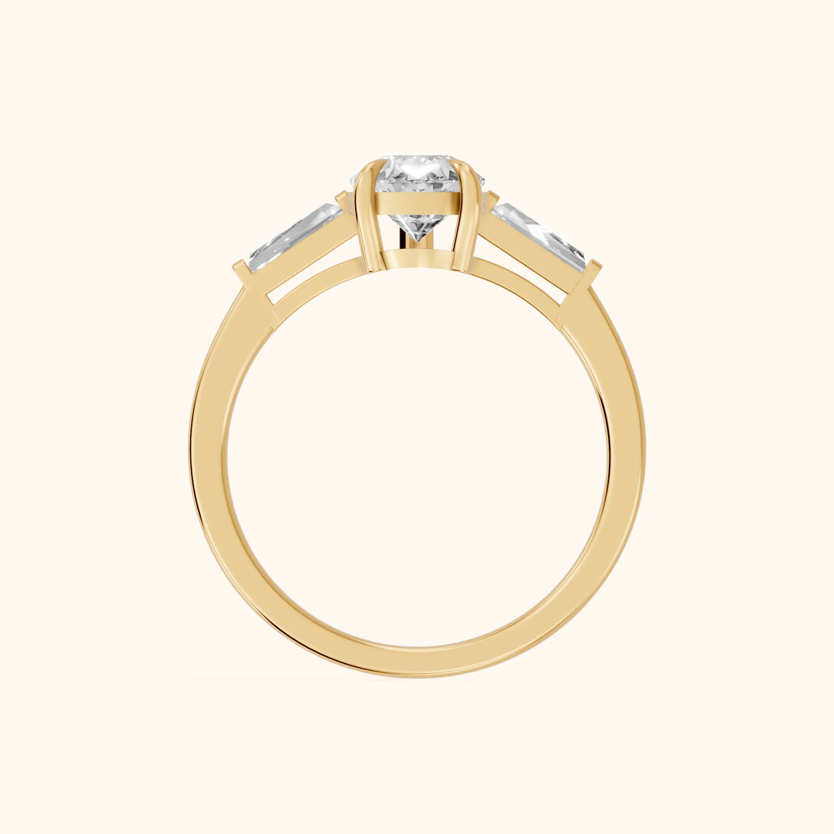 Winnie Three-Stone Pear Diamond Engagement Ring in Yellow Gold - FingerView.webp