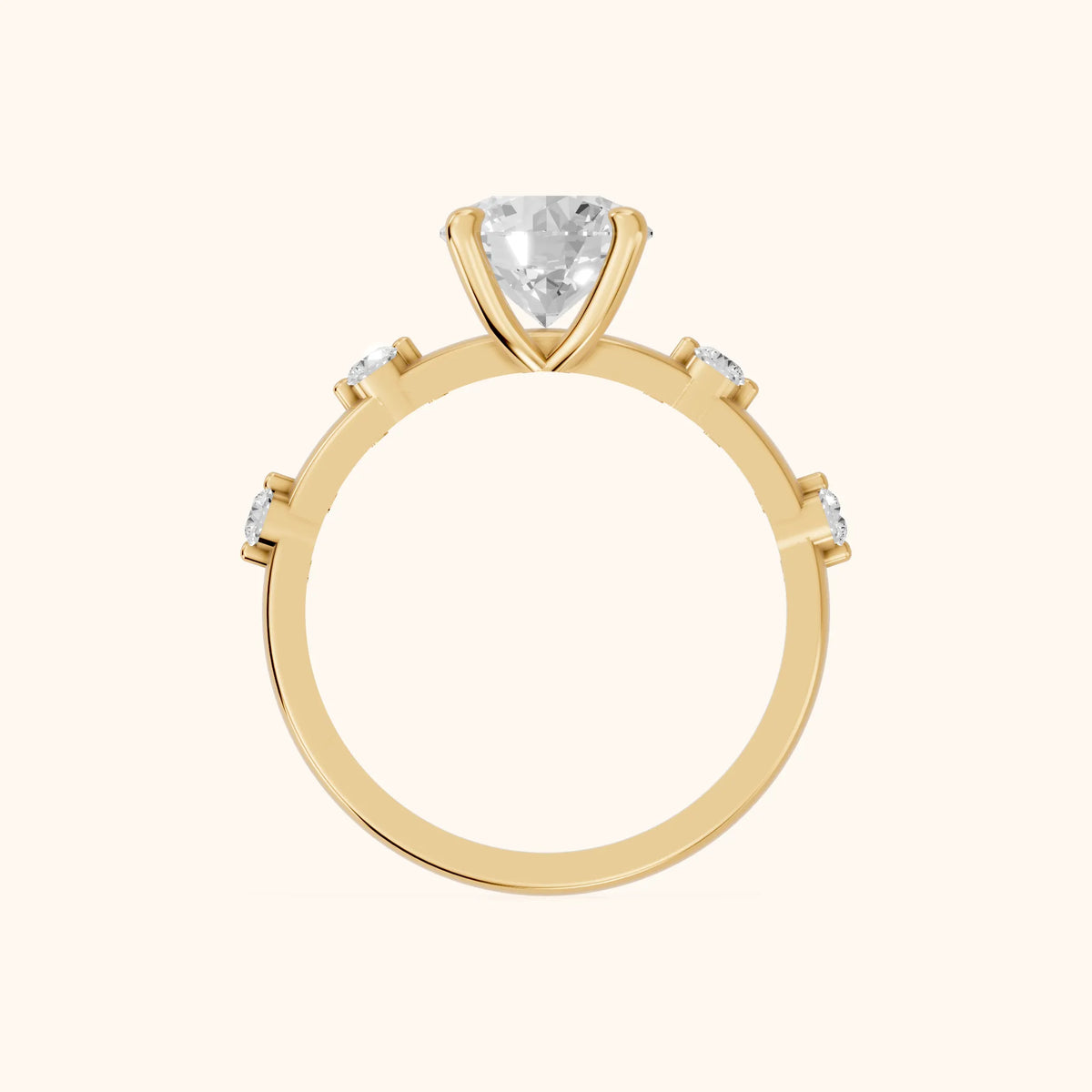Elena Radiance Solitaire Round Diamond Engagement Ring in Yellow Gold - FingerView