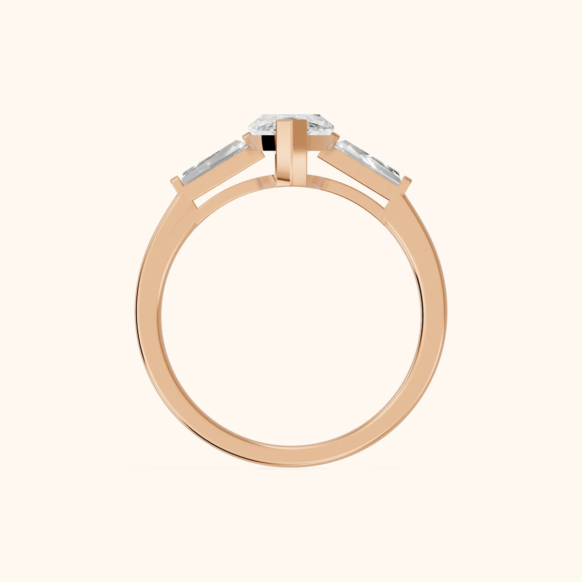 Winnie Three-Stone Marquise Diamond Engagement Ring in Rose Gold - FingerView.webp