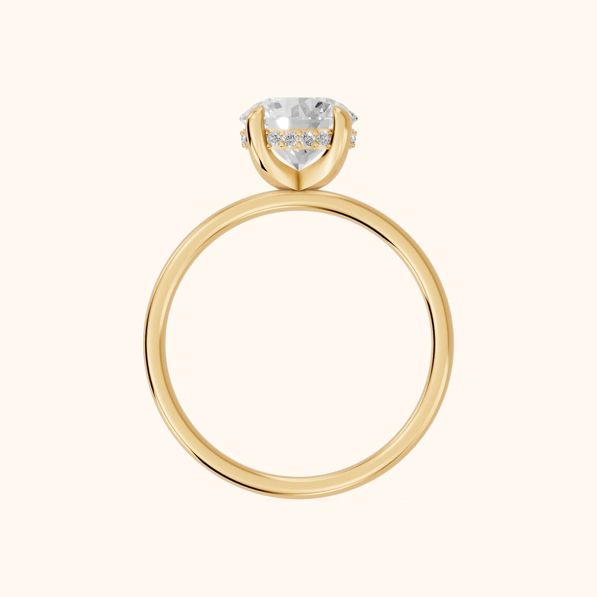 Charlotte Charm Solitaire Round Diamond Engagement Ring in Yellow Gold - FingerView