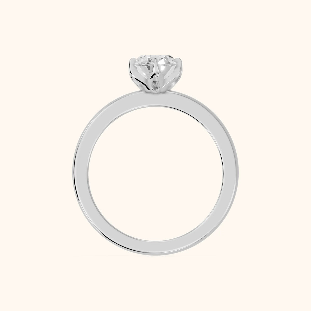 Serena Blossom Solitaire Oval Diamond Engagement Ring in Silver - FingerView