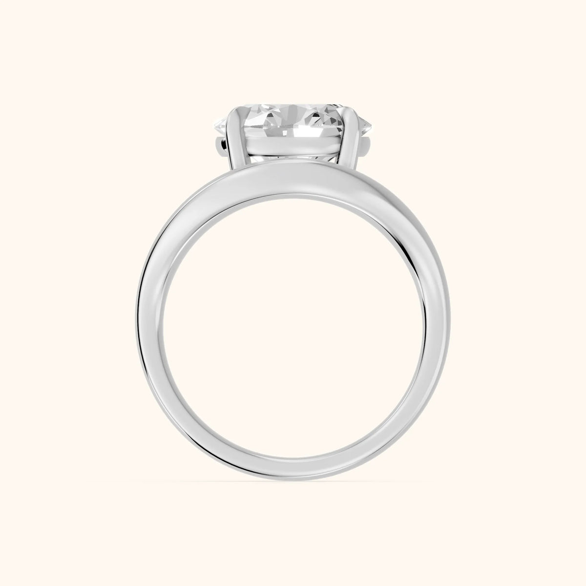 Katherine East-West Bypass Oval Diamond Engagement Ring in Silver - FingerView.webp