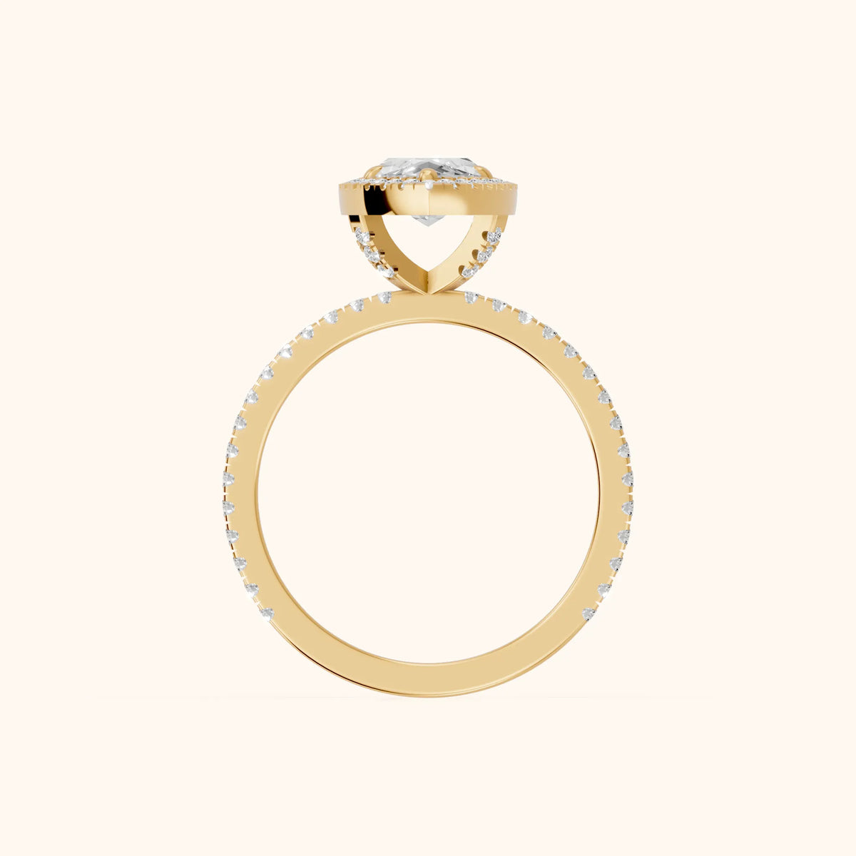 Rosemary Halo Pavé Marquise Diamond Engagement Ring in Yellow Gold - FingerView.webp