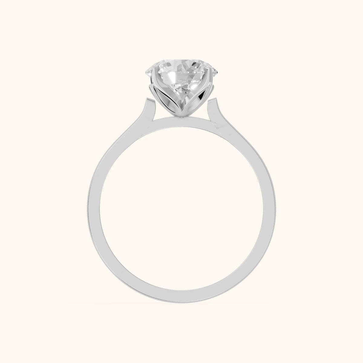 Isabella Bloom Solitaire Round Diamond Engagement Ring in White Gold - FingerView