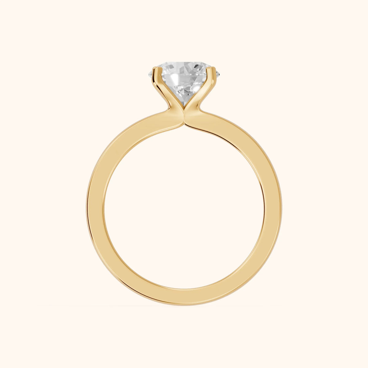 Matilda Cathedral Solitaire Round Diamond Engagement Ring in Yellow Gold - FingerView.webp