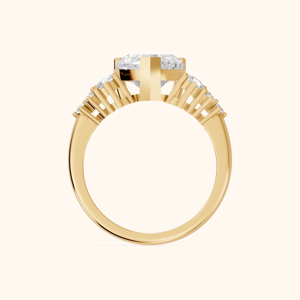 Azalea Cluster Heart Diamond Engagement Ring in Yellow Gold - FingerView.webp
