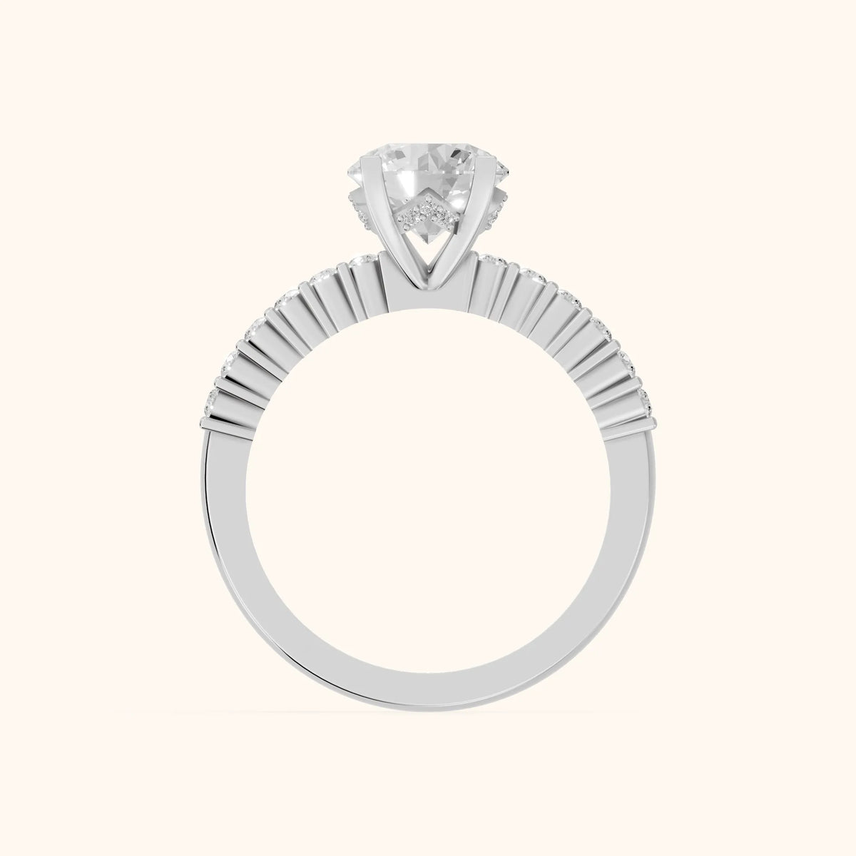 Honor Sidestone Round Diamond Engagement Ring in White Gold - FingerView.webp