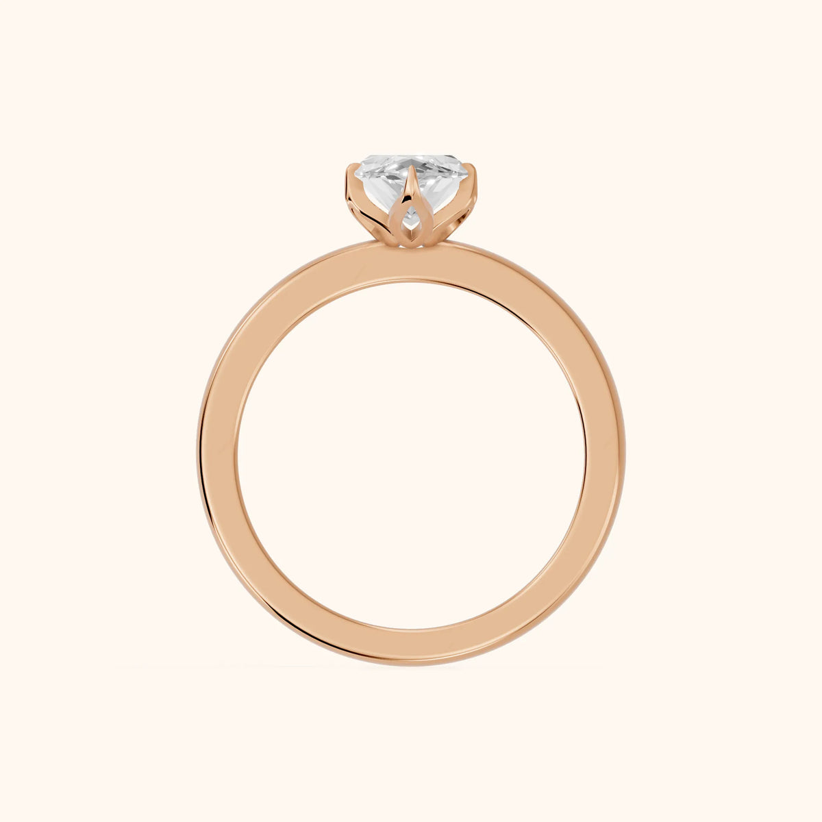 Serena Blossom Marquise Diamond Solitaire Ring in Rose Gold - FingerView