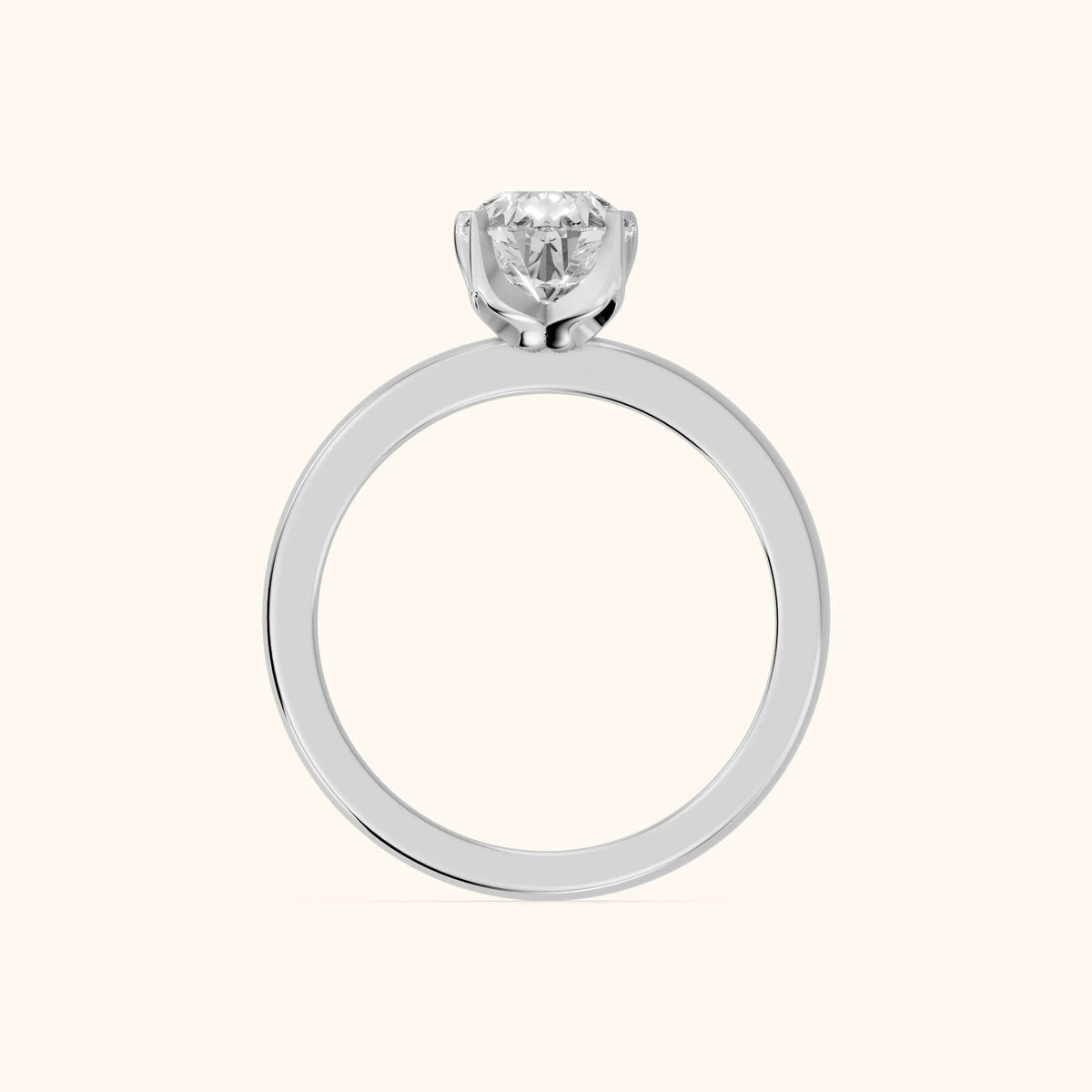 Serena Blossom Solitaire Pear Diamond Engagement Ring in White Gold - FingerView