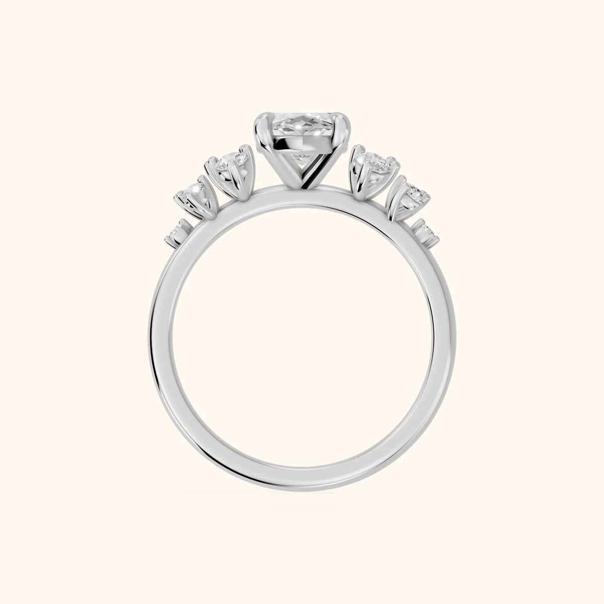 Mirabelle Cluster Marquise Diamond Engagement Ring in Silver - FingerView.webp