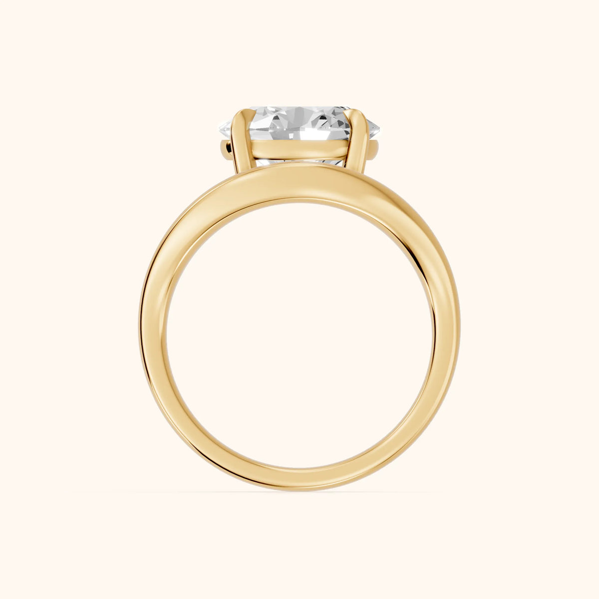 Katherine East-West Bypass Oval Diamond Engagement Ring in Yellow Gold - FingerView.webp
