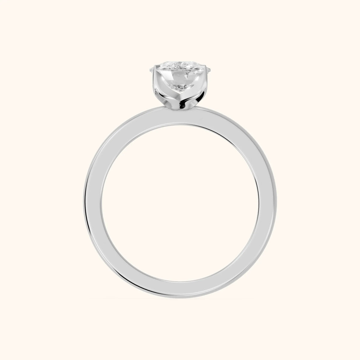 Serena Blossom Solitaire Cushion Diamond Engagement Ring in Platinum - FingerView