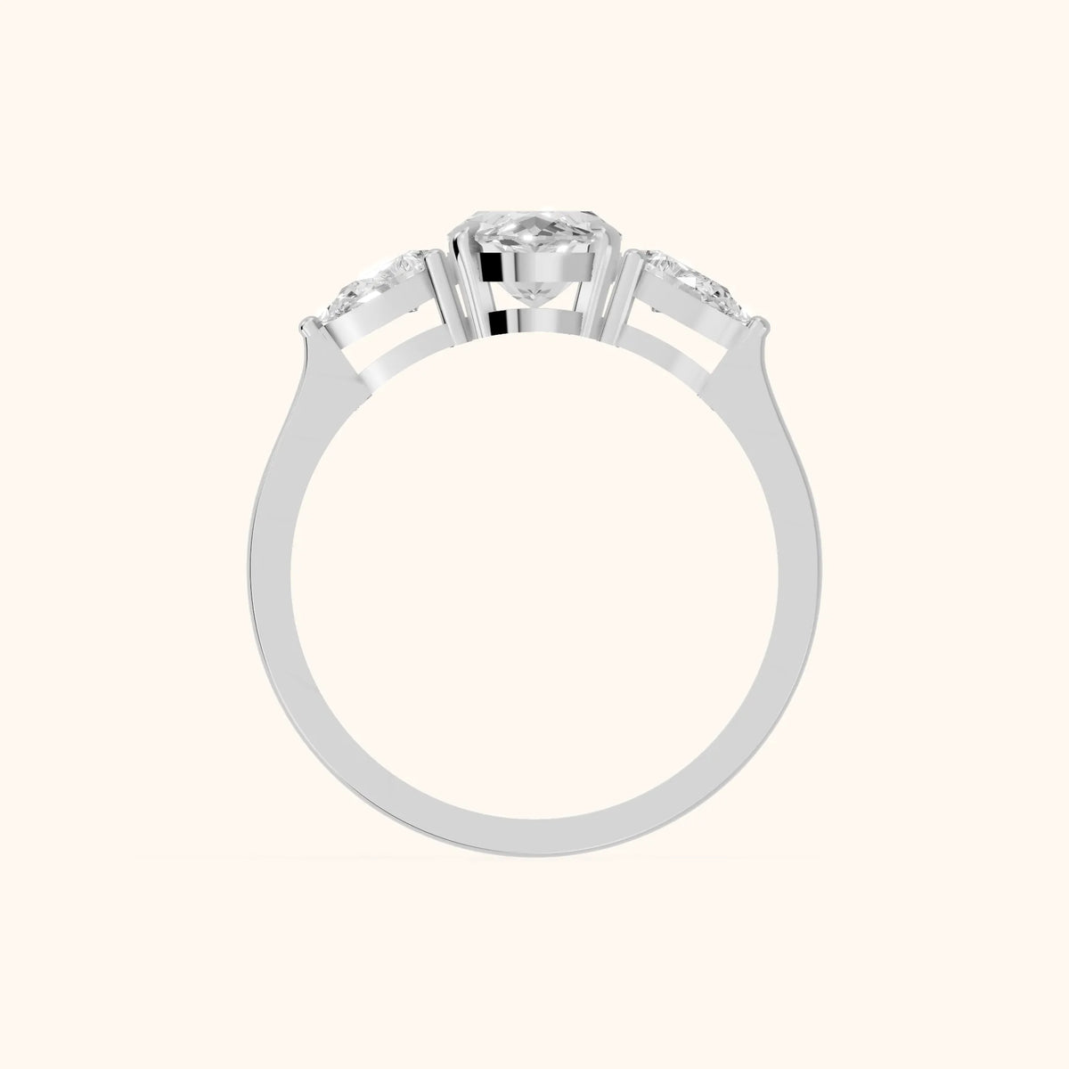 Grace Three Stone Marquise Diamond Engagement Ring in Silver - FingerView