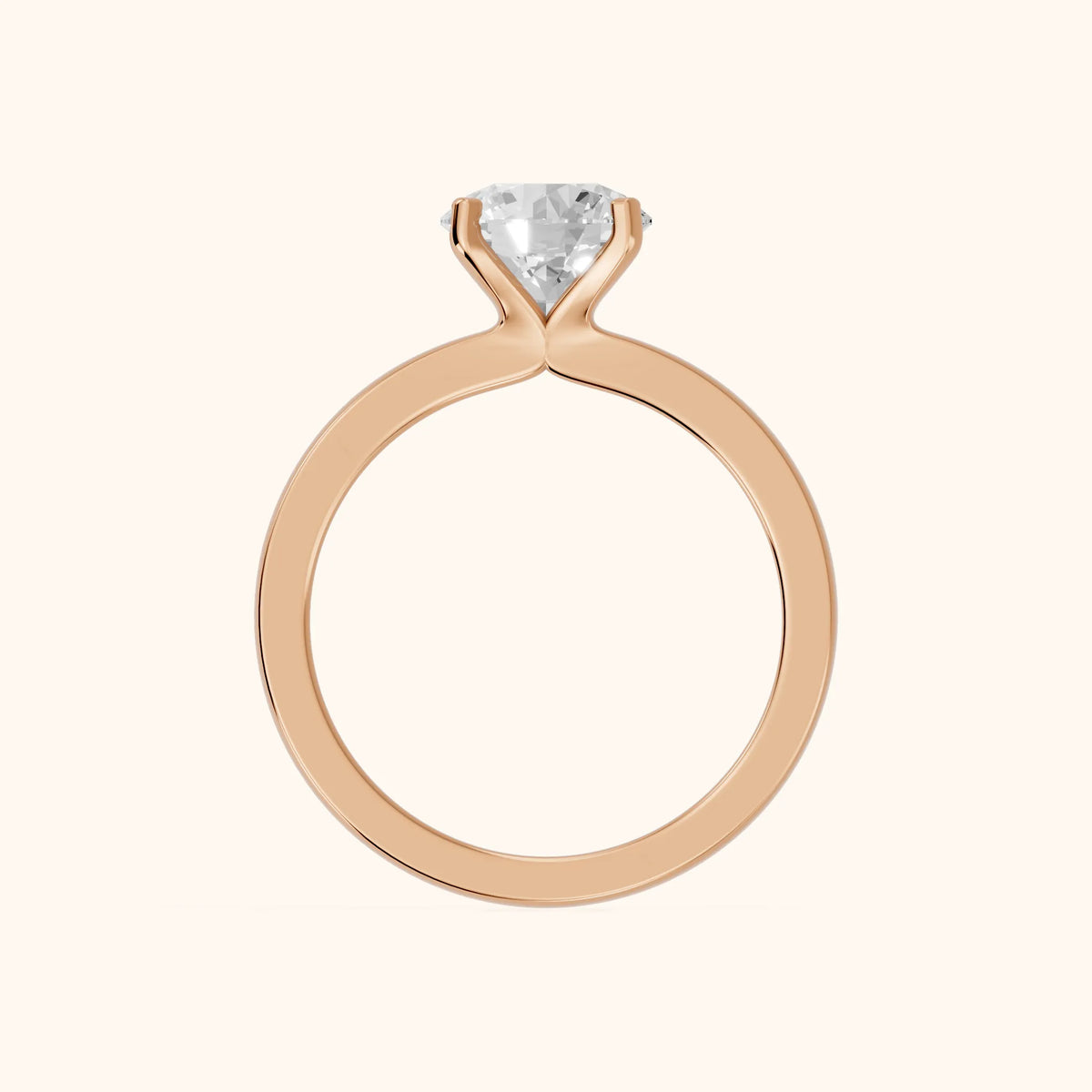 Matilda Cathedral Solitaire Round Diamond Engagement Ring in Rose Gold - FingerView.webp