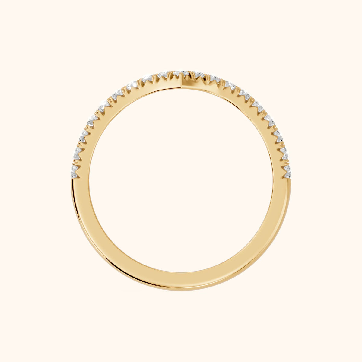 Melia Contour Pavé Round Diamond Stackable Ring in Yellow Gold - FingerView