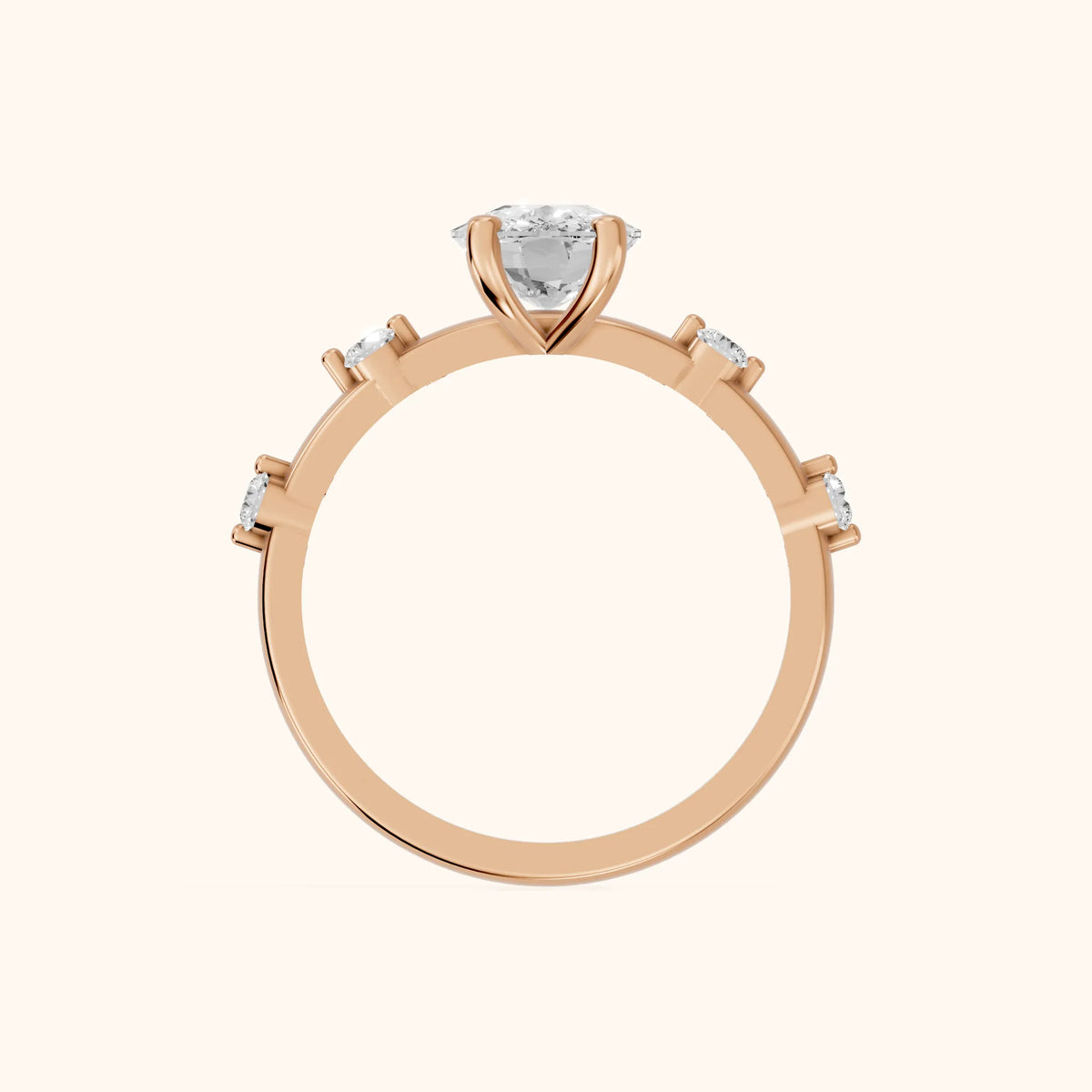 Elena Radiance Solitaire Cushion Diamond Engagement Ring in Rose Gold - FingerView