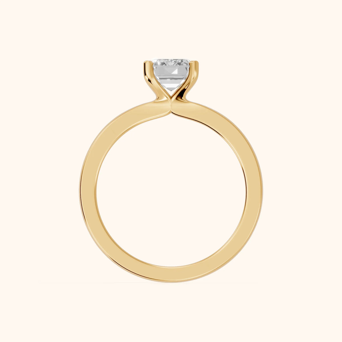 Matilda Cathedral Solitaire Emerald Diamond Engagement Ring in Yellow Gold - FingerView.webp