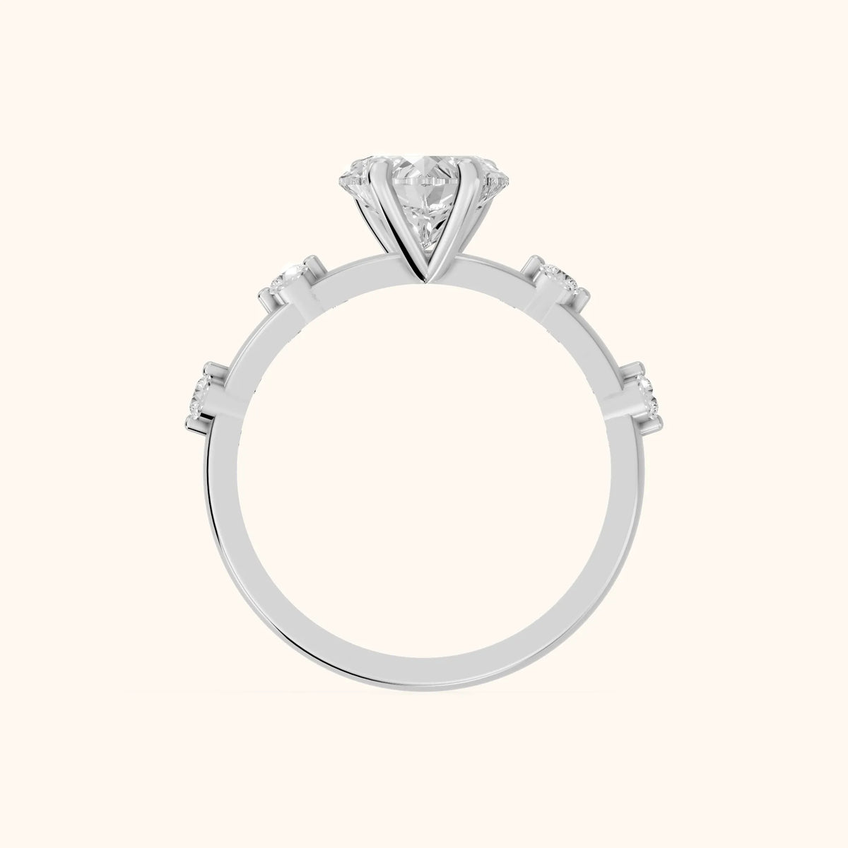 Elena Radiance Solitaire Heart Diamond Engagement Ring in White Gold - FingerView