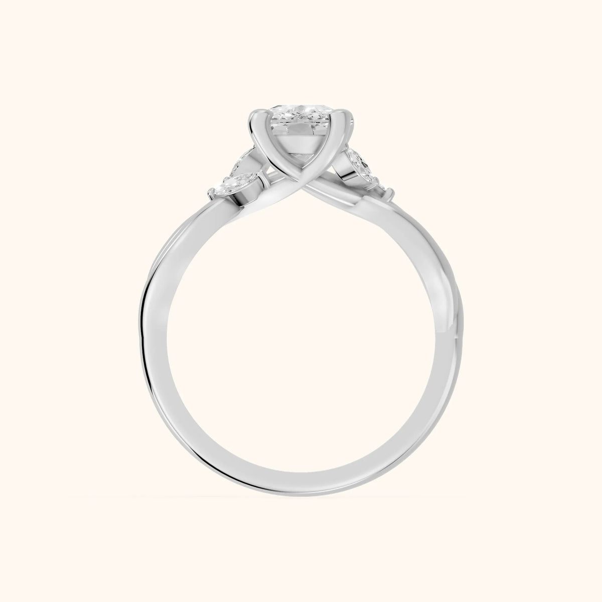 Luna Glow Twisted Cushion Diamond Engagement Ring in Silver - FingerView